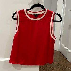Theory silk top size small red with off white trim